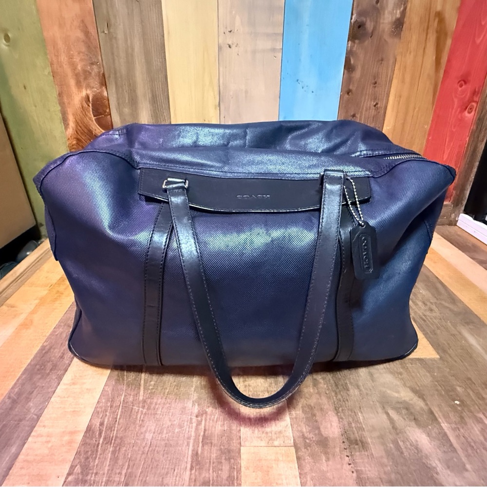 Coach Gotham Textured Leather Duffle Bag – Navy Blue (Style No. F54786)